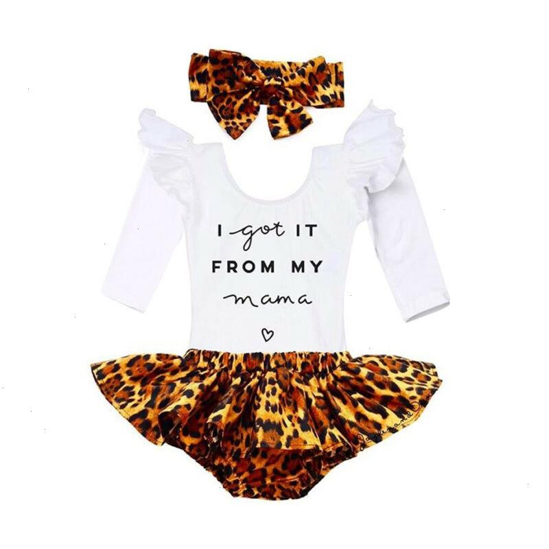 

Fall Autumn 3pcs Newborn Baby Set Girl Clothes Ruffle Romper Top Leopard Skirts Outfits, As picture