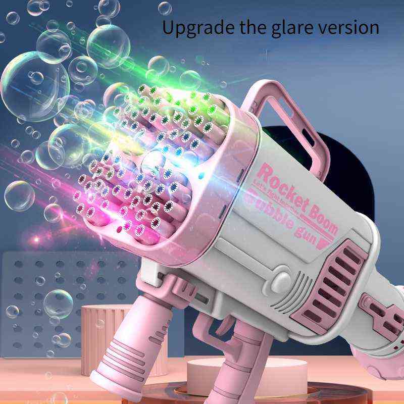 

64-hole colorful light bazooka bubble machine electric bubble machine children's toys birthday gift toy for kids bubblebottle Y220509