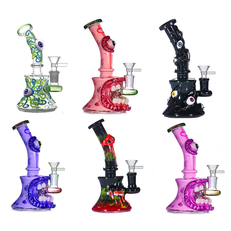 

Unique 3D Heady Glass Halloween Style Hookahs 7mm Thick Glass Beaker Bong Octopus Water Pipes Straight Tube Oil Dab Rigs with 14mm Bowl