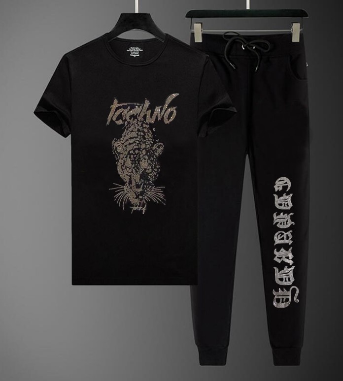 

Fashion streetwear autumn casual men's clothing Tracksuit cotton Rhinestone outfit, As shown