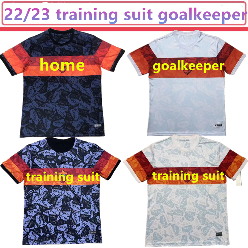

22 23 home away Jersey Soccer JERSEYS TOTTI DZEKO ZANIOLO KLUIVERT 21 22 As Roma Men + kids kits socks full sets ROME Football Shirts, White