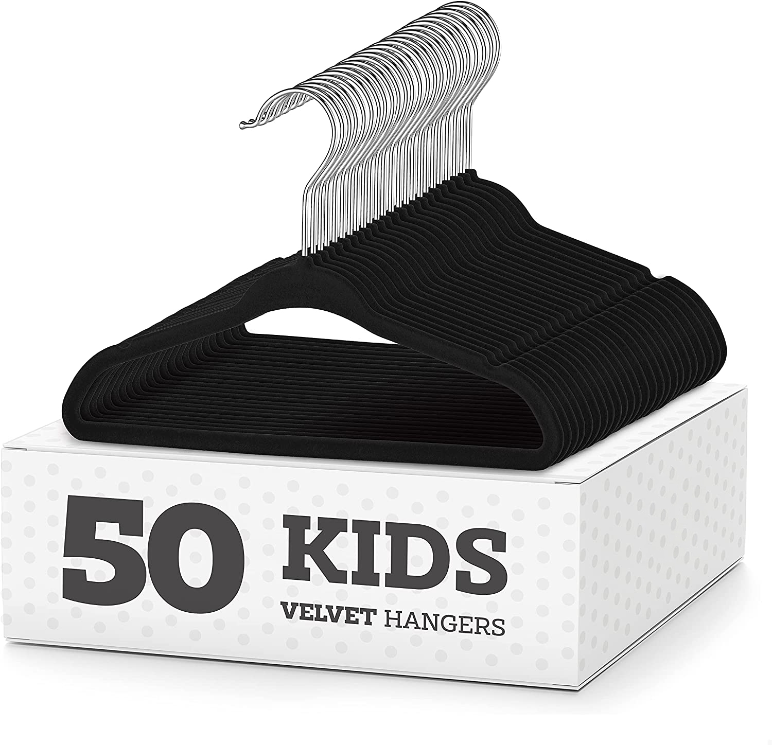 

Premium Kids Velvet Hangers 14 Inch - 50 Pack Non Slip Baby Hangers