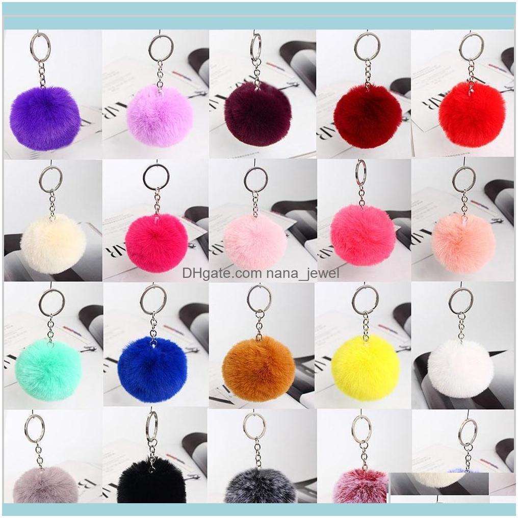 

Keychains Fashion Accessories Fluffy Fur Pom Keychain Soft Faux Rex Rabbit Ball Car Keyring Pompom Key Chains Holder Women Bag Pendant Jewel