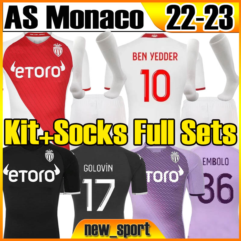 

22 23 AS MONACO soccer jerseys home BEN YEDDER Volland Boadu JEAN LUCAS maillots Diop Henrique, 22 23 home patch