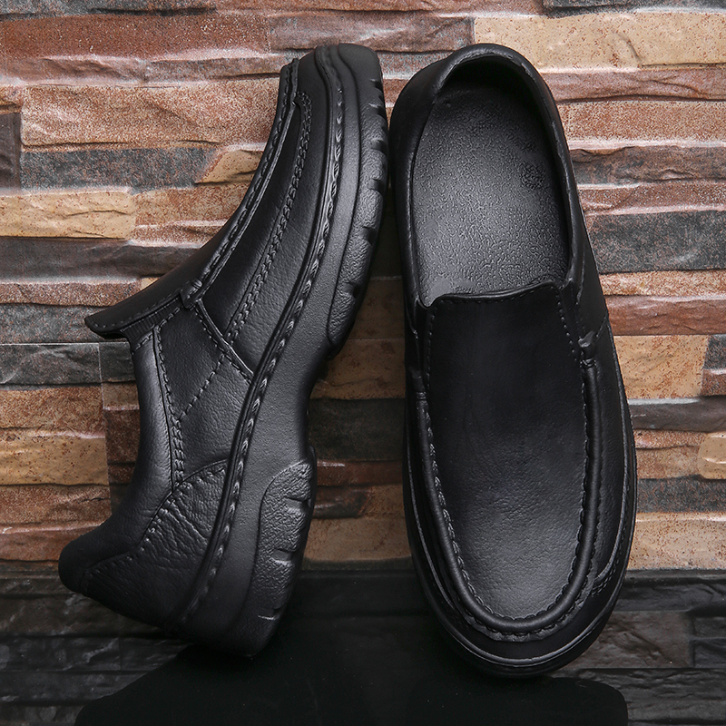 

Men Shoes New Non-slip Chef Shoes Lightweight Loafers Waterproof and Stain Resistant Sneakers for Men Work Shoes, Black