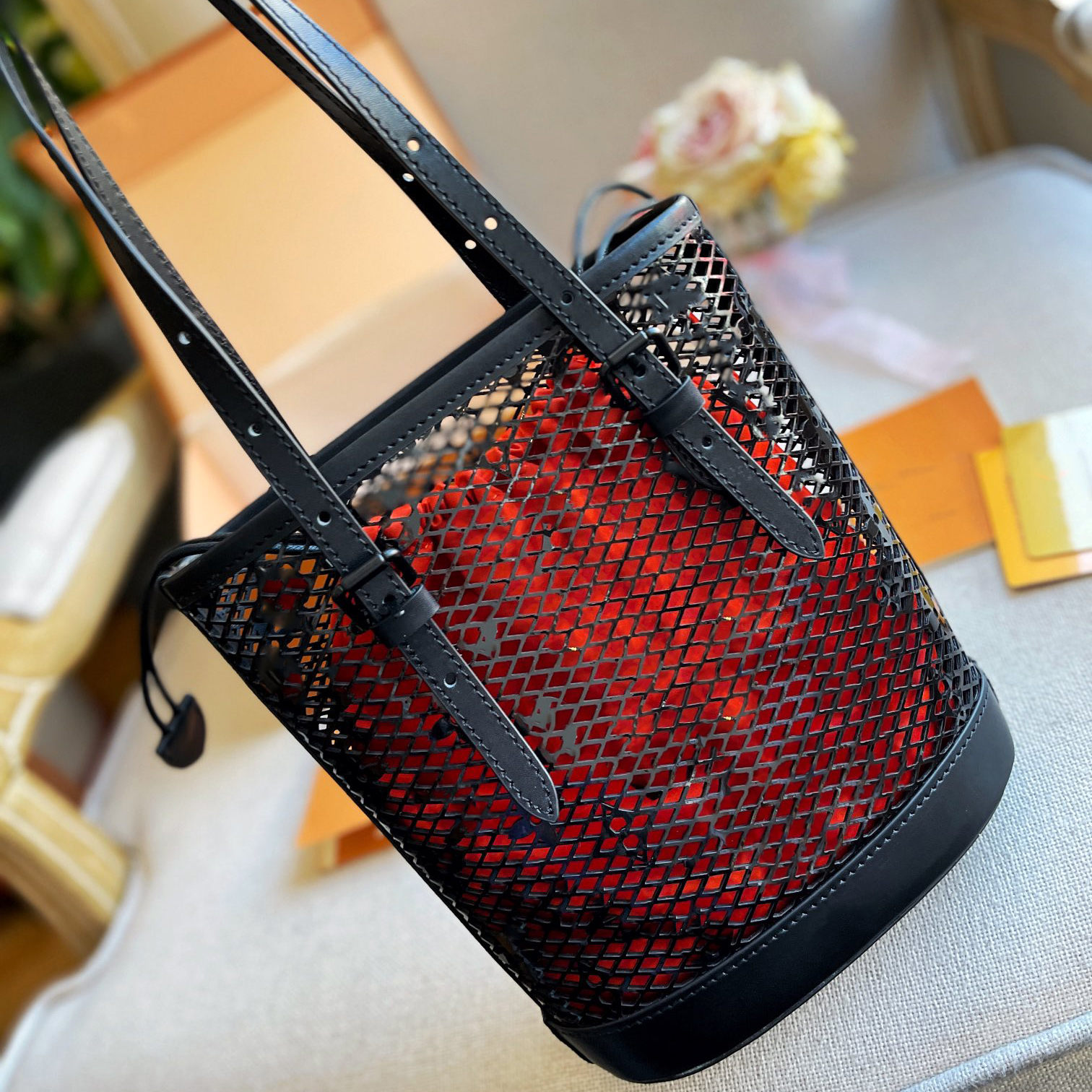 

Top Luxury Designer Crossbody Shoulder Bags Handbag Hollow Out Food Basket Letter Women's Fashion Leather Handbags Handbag Wholesale, Black