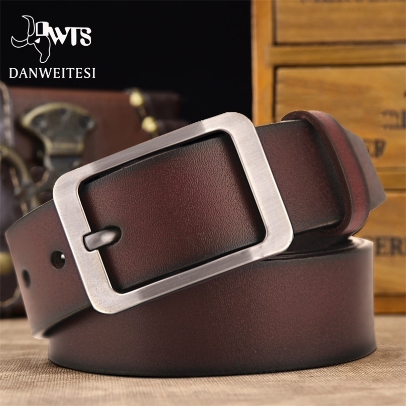 

DWTSMens belt leather belt men male genuine leather strap luxury pin buckle casual mens belt Cummerbunds ceinture homme 220811, Black