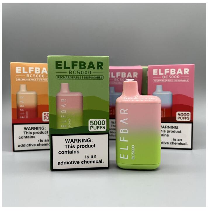 

Elf Bar bc5000 disposable vape e cigarette 5000puffs 13ml 650mAh Rechargeable Battery vapes pen Vs Elux Legend bang xxl plus