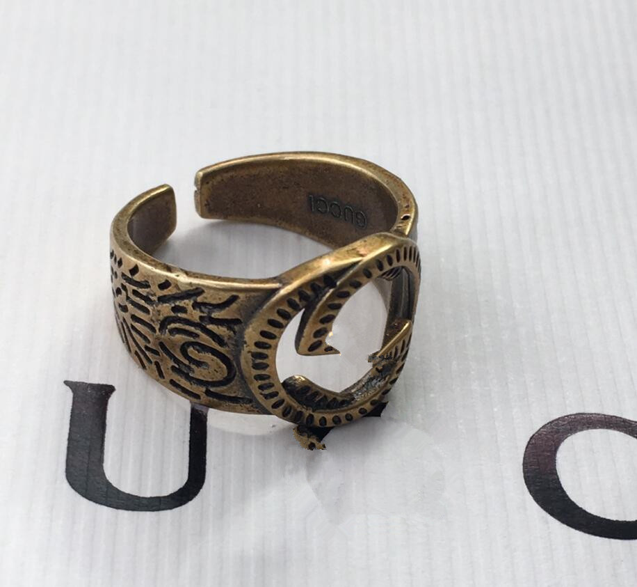 

Fashion gold letter band rings bague for lady women Party wedding lovers gift engagement jewelry With BOX