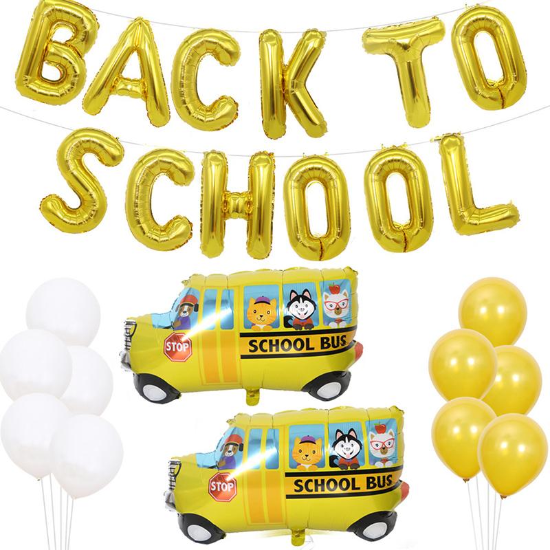 

Party Decoration School Bus Balloons Decorated With Aluminum Film Welcome Children Back To Scene DIY