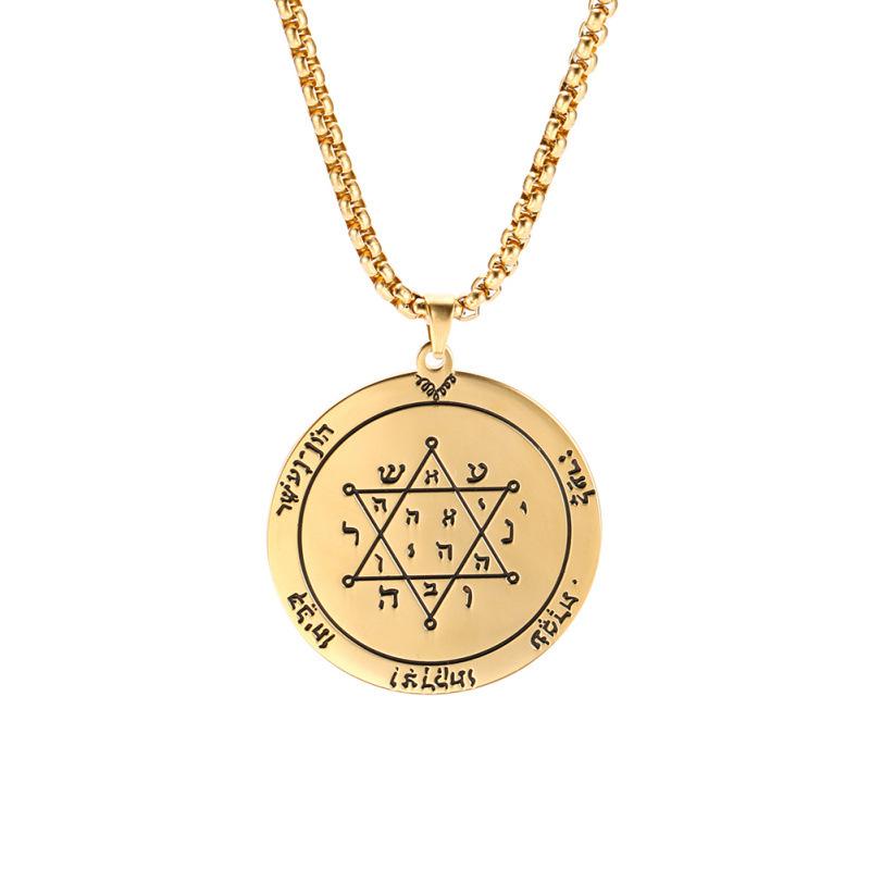 

Pendant Necklaces Star Of David Key Solomon Viking Talisman Amulet Stainless Steel Gold Colour Fashion Necklace Jewelry