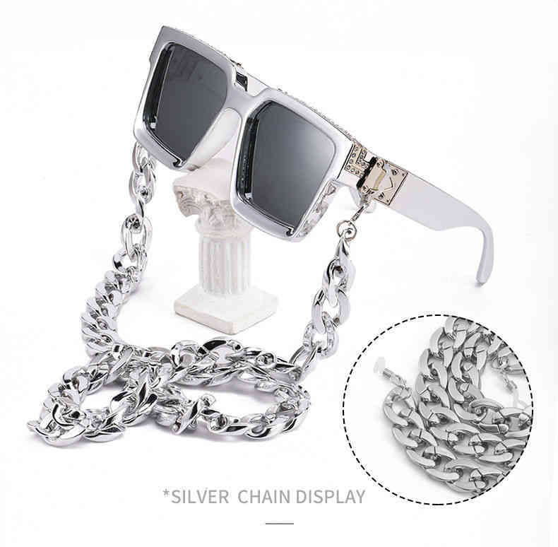 

Designer Millionaires Ray Cycle Luxurious Fashion Sport Oversized Vintage Woman Mens Diamond Inlaid Generous Frame Domineering Womens Sunshade Sunglasses