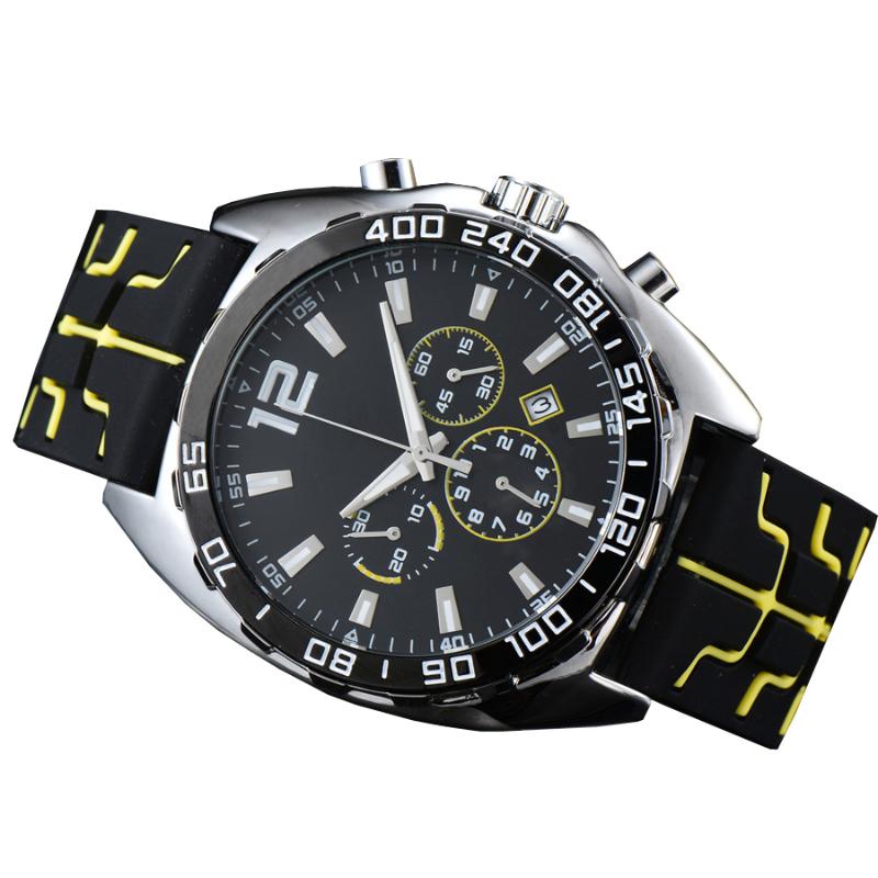 

Wristwatches Style Brand Sport Quartz 6 Pins Multifunction Stainless Steel Men Watch Man Rubber Calendar Watches Factory DropWristwatches