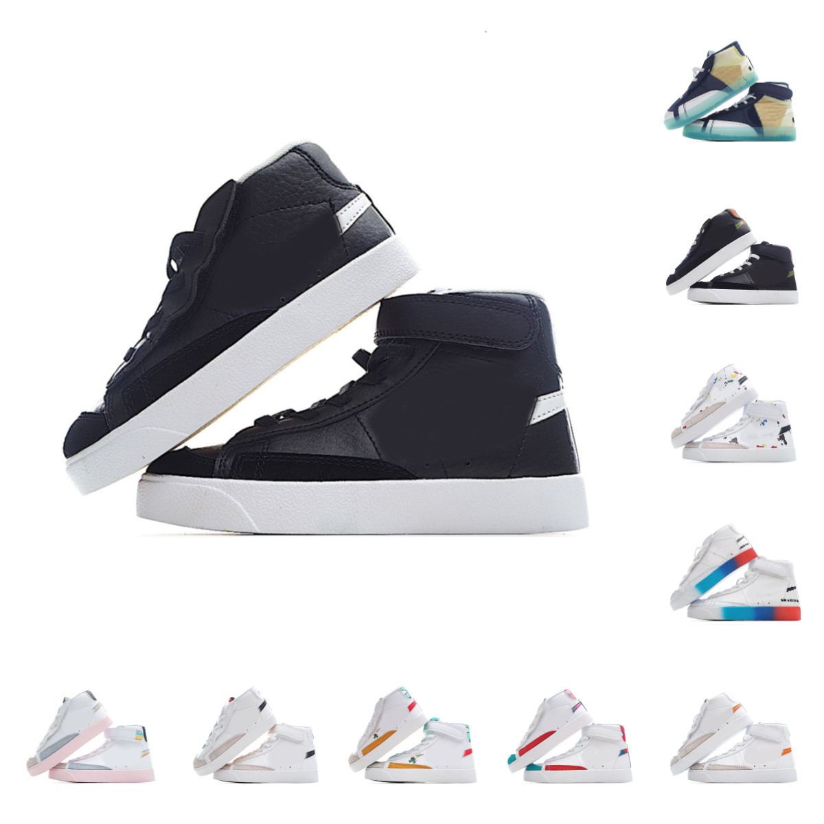 

Blazer mid 77 vintage low Boys girls running shoes Black White Pink Foam Pacific Blue kids chilren designer casual shoes Kumquat Stranger baby toddlers trainers, Fill postage
