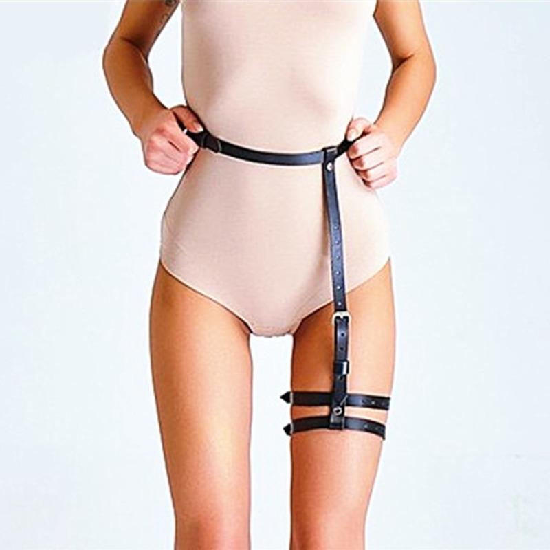

Belts COLEMJE Leather Single Thigh Leg Harness Punk Goth Harajuku Style Garter Belt Straps, Black