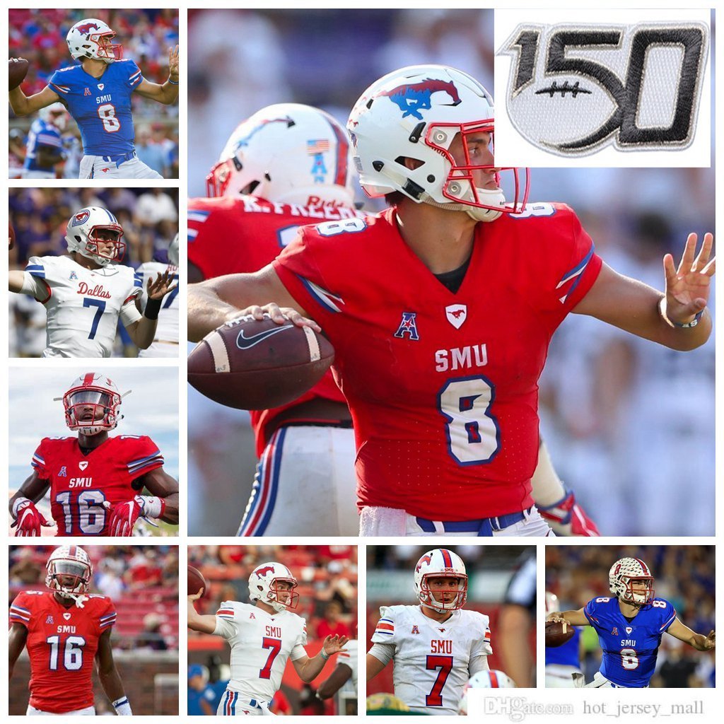 

NCAA SMU Mustangs College Football Jerseys 83 Kylen Granson Jersey 16 Courtland Sutton 17 Emmanuel Sanders Eric Dickerson Jerseys Custom Stitched, Womens bliue