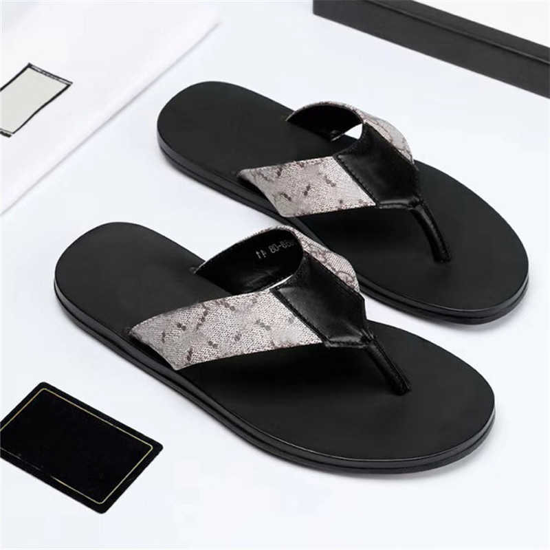 

2021 fashion black soft leather sandals mules bees summers slide slippery flat chain sandals wide t-bar casual beach slip sandals with box party extrawide(e+), Color 1