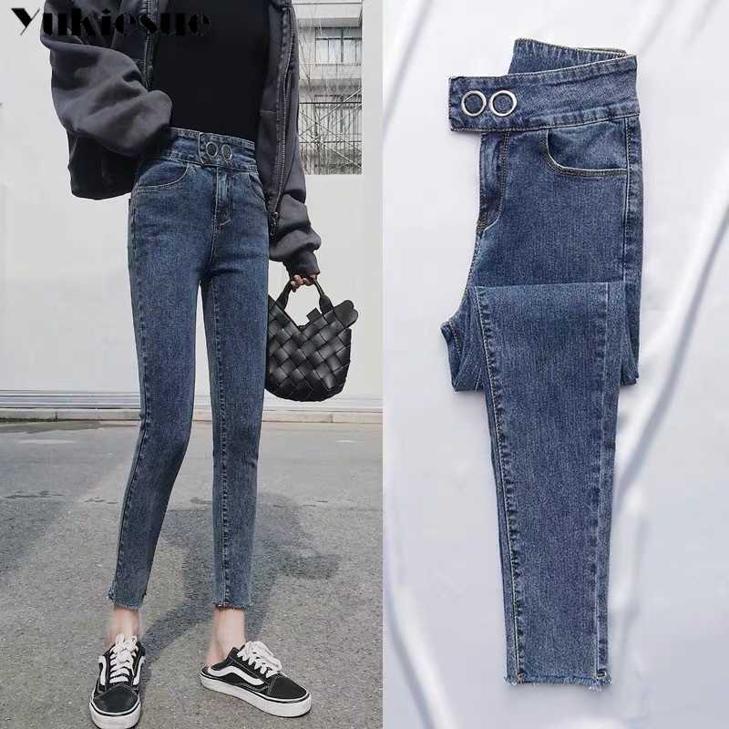 

fashionable womans jeans with high waist woman skinny mom womens for women jean femme Plus size 210608, Blue