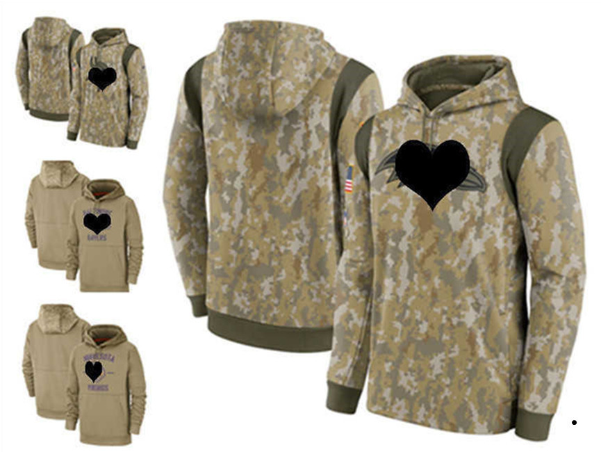 

Jersey Baltimore''Ravens''Minnesota''Vikings''Men Women Youth Camo Football Hoodie Wear 2021 Salute To Service Therma Performance Pullover, Color