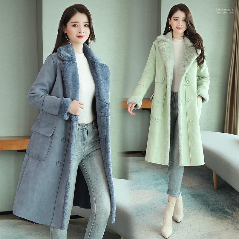

Women's Down & Parkas Lamb Wool Coat Middle And Long Winter Clothes 2022 Deer Fur Cotton Korean Thin One-piece Guin22, Cowboy blue