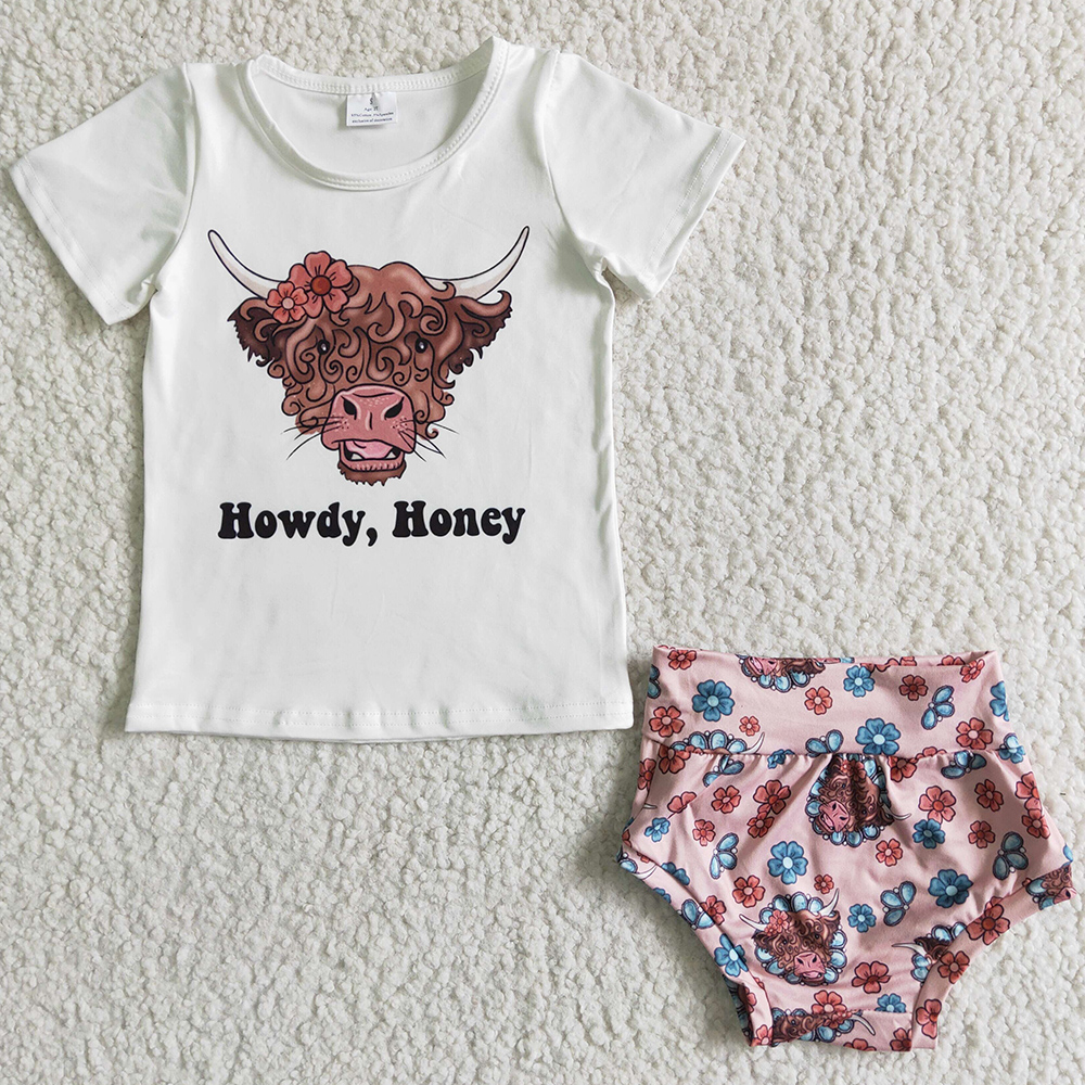 

New Fashion Kids Designer Clothes Girls Bummie Set Boutique ToddlerBaby Girl Clothing Bummies Short Sleeve T-shirt Shorts Summer Kid Outfits Milk Silk Wholesale, As picture