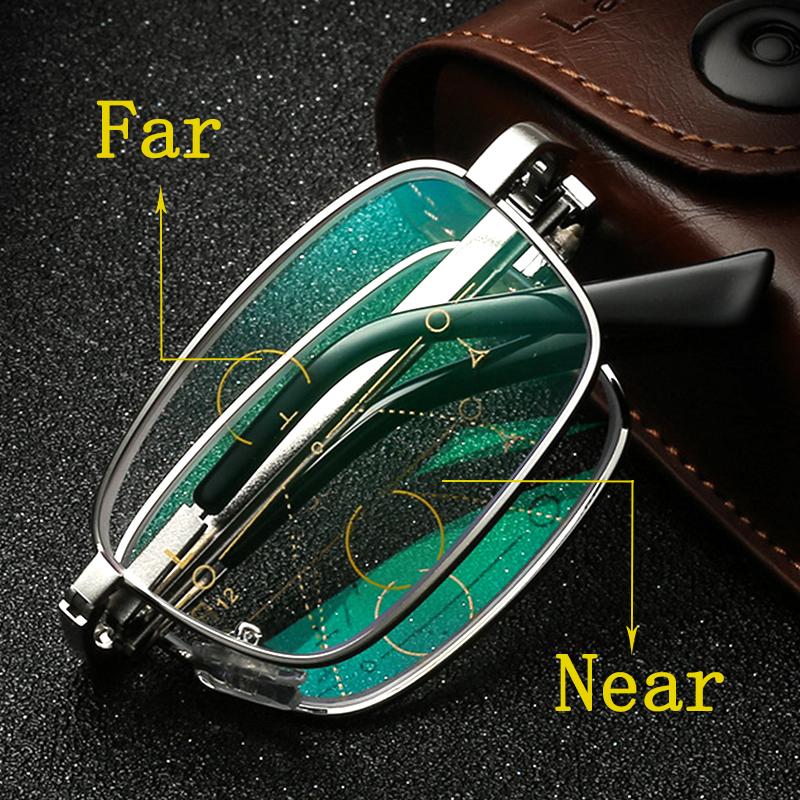 

Sunglasses Portable Anti Blue Light Hyperopia Men Women Progressive Multifocal Folding Reading Glasses With Box See Far And Near