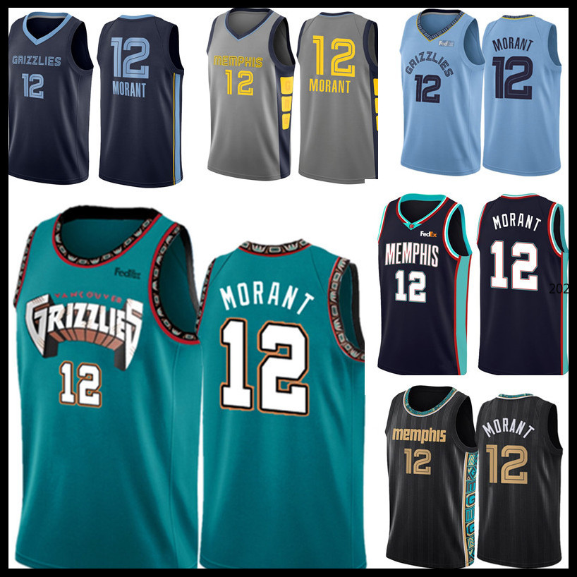 

12 Ja Morant Basketball Jerseys stitched Logos Green Grey White Black  M L XL XXL 2022, Jersey