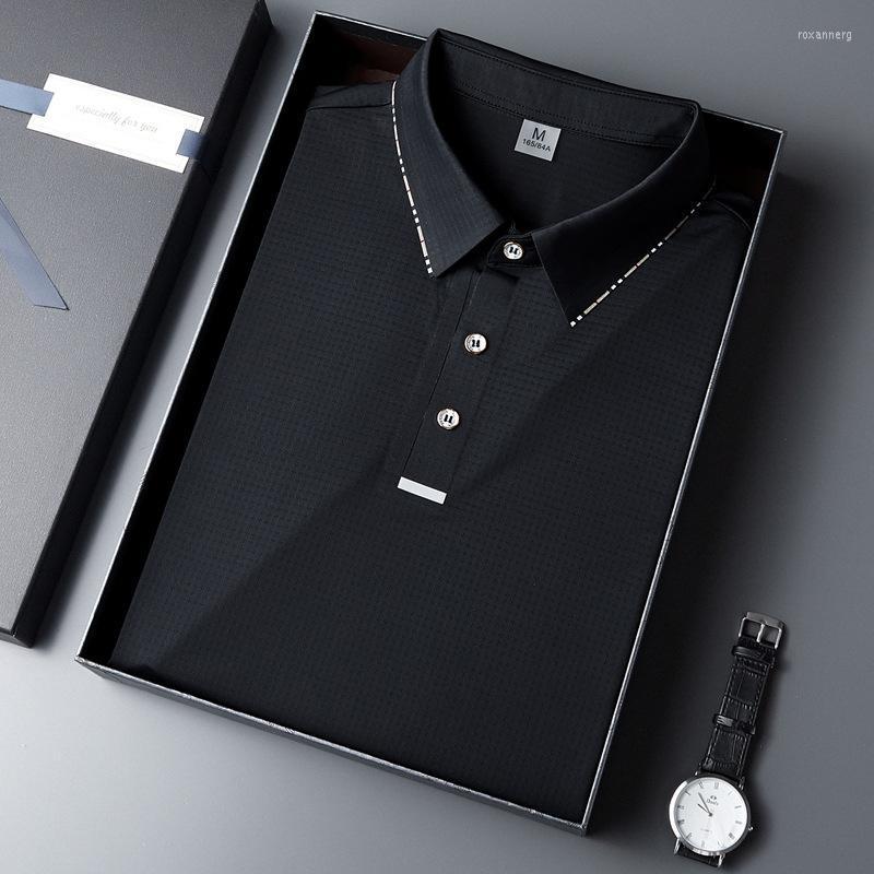

Men's Polos Summer Casual Fashion Ice Silk Ultra-thin Refreshing Quick-drying Clothes Men's T-shirt Business Short-sleeved ShirtMen's Me, Black