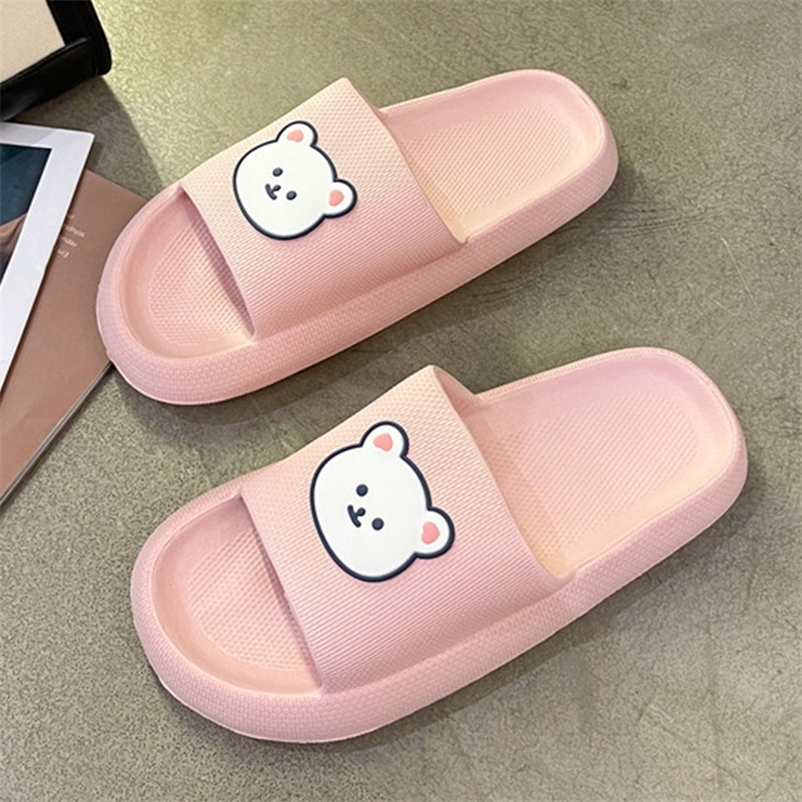 

Cute Cartoon Bear Design Women Slippers Soft NonSlip Sandals Indoor Bathroom Couple Slides Summer Fashion Woman Shoes 220614, Pink
