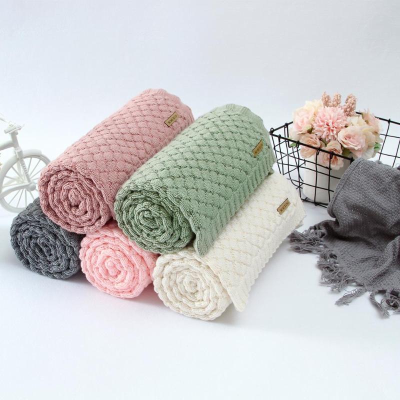 

Blankets & Swaddling 80cm Borns Baby Wool Knitted Wrap Kids Stroller Sofa Crib Bedding Set Autumn Winter WarmBlankets &Blankets, White
