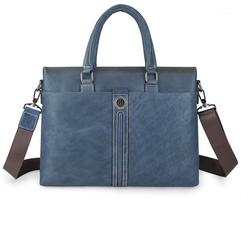 

Meastan Bag Men's Genuine Leather Briefcase Male Man Laptop Natural Business For Men Messenger Bags Briefcases, Blue