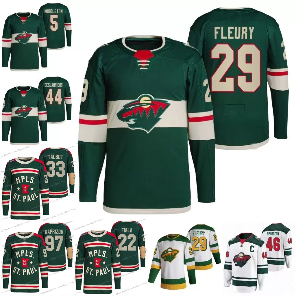 

5 Jacob Middleton Minnesota Jersey Wild Cam Talbot Nicolas Deslauriers Kirill kaprizov Nico Sturm Matt Dumba Zach Parise Kevin Fiala Mats Zuccarello Jonas Brodin, Mens size jersey