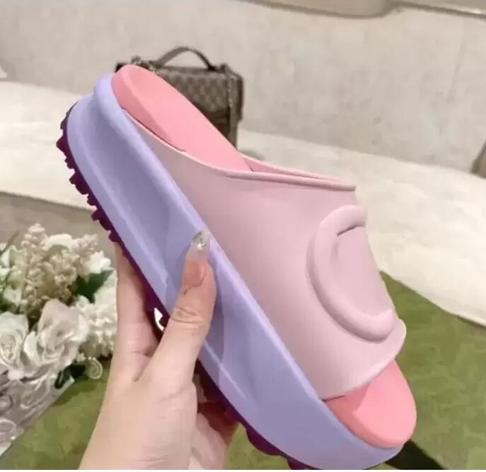 2022 Thick bottom Beach slippers fashion Summer Women New EVA Thick Soled Miami Slides Designer Flat Sandals House Pink White Black Flip Flops si