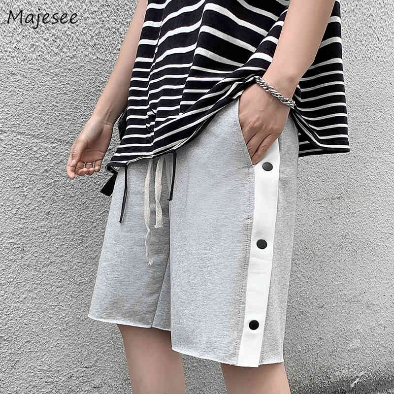 

Shorts Men Loose Straight Hip Hop Button Teens Students Trousers Summer Style Chic Sports Simple All-match Daily, Black