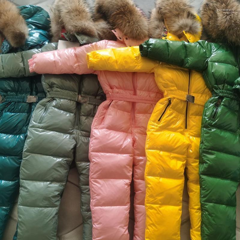 

Women's Down & Parkas 2022 Russia Winter Raccoon Fur Hooded Jumpsuit Women Suits Outdoor Ski Suit One Piece Thick Duck Coat Guin22, Pink