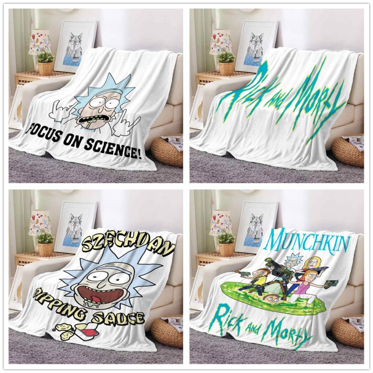 Adult Animation Rick and Morty cool 3D print blanket Household rectangle single layer flannel air conditioning cloak blanket-36-image-759745417
