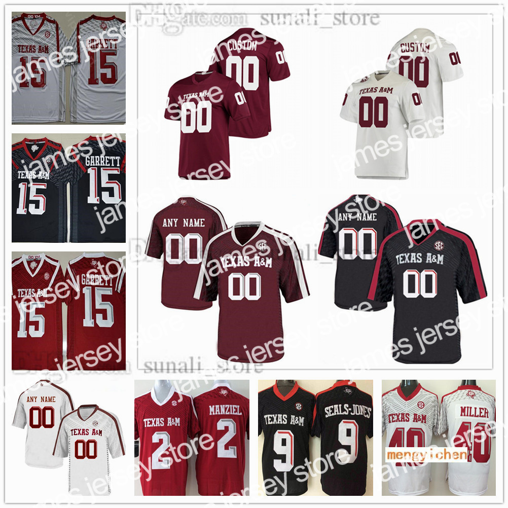 

American College Football Wear Texas A m Aggies NCAA College 15 Myles Garrett Jerseys 2 Johnny Manziel 9 Ricky Seals-Jones 40 Von Miller 13 Haynes King 11 Kellen Mond 14, White