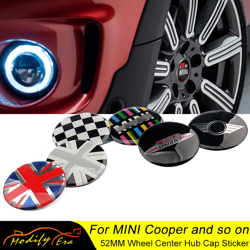 

52mm Car Styling Wheel Center Cover Sticker Hub Cap For Mini Cooper S JCW One+R55 R56 R60 R61 F54 F55 F56 F60 Clubman Countryman, Logo