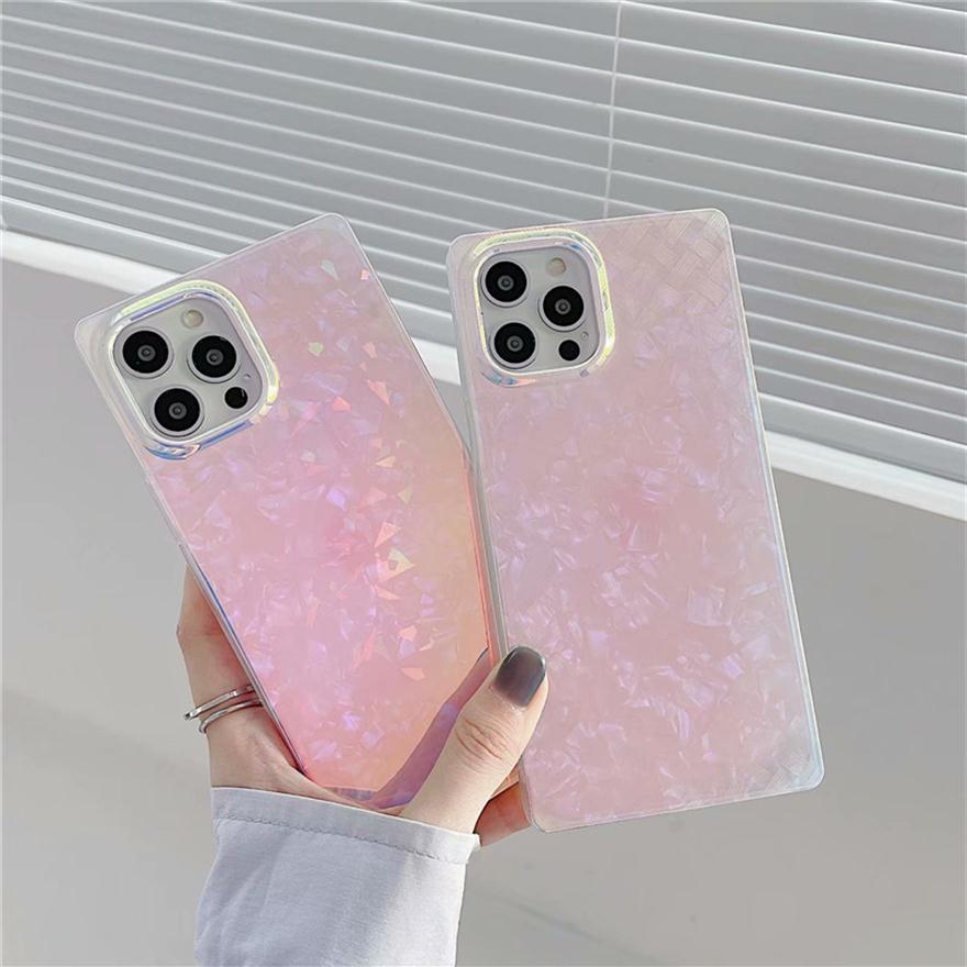 

Square Gypsophila Phone Cases For iphone 13 12 11 Pro Max XR XS Bling Fashion pattern Cover foriPhone 8 7 Plus case2283, #2