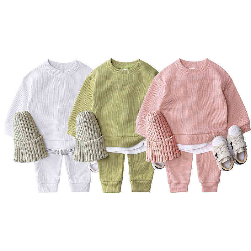 

Korean Knitting Loose Baby Clothing sets Tracksuits for Girls Sets Cotton Pullovers Tops Pants Clothes for Boys Newborn Outfits T220805
