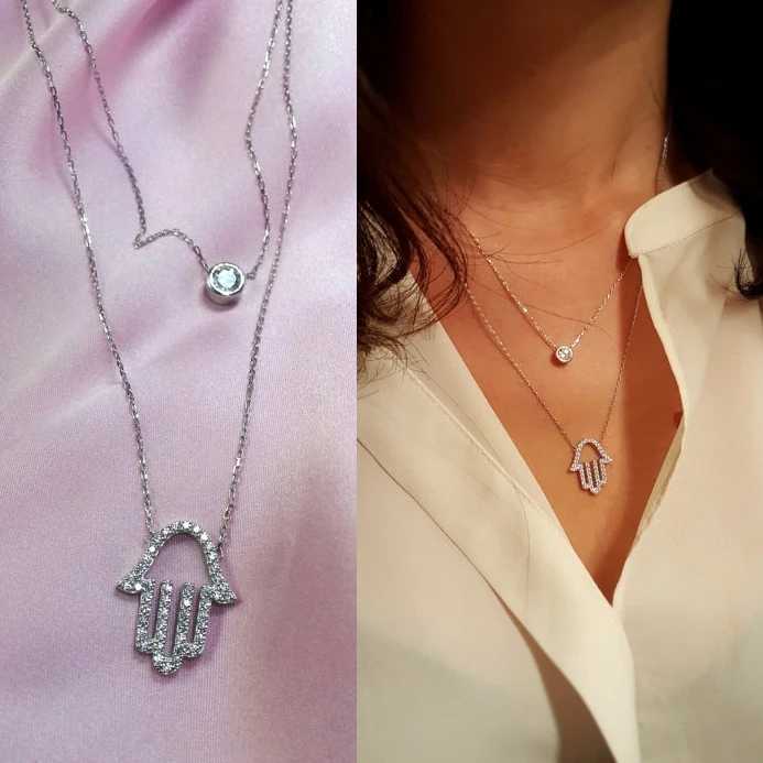 925 Sterling Silver Women's Double Chain Necklace, Luxury Shutter, Layer-image-747277505