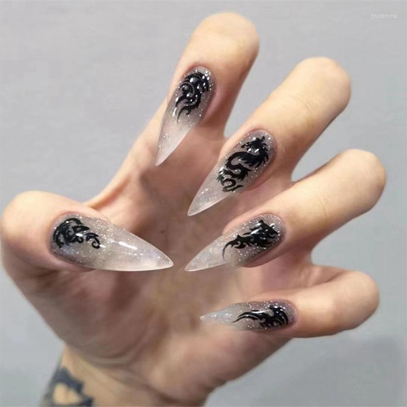 

False Nails 24pcs/Box Women Fashion Manicure Tool Artificial Detachable Wearable Nail Tips Almond French Fake Prud22, 03