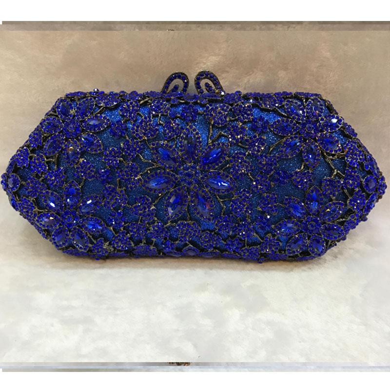 

Evening Bags Clear Striped Women Blue Crystal Clutch Bag Wedding Party Cocktail Prom Rhinestone Metal Gold/red Handbag Purse