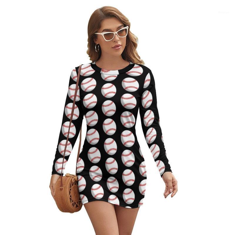 

Casual Dresses Baseball Dress Long Sleeve Longsleeve Spring Bodycon Women Spandex Soft One-Piece, White-style1