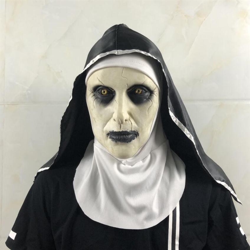 

Retail Halloween The Nun Horror Mask Cosplay Valak Scary Latex Masks Full Face Helmet Demon Halloween Party Costume Props Gift286n