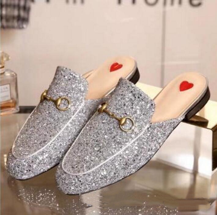 

Top Designer luxury Women Summer Lace Velvet Slippers Princetown Genuine Leather Mules Loafers Flats With Buckle Bees Snake Ps Stylist Shoes, Color 4