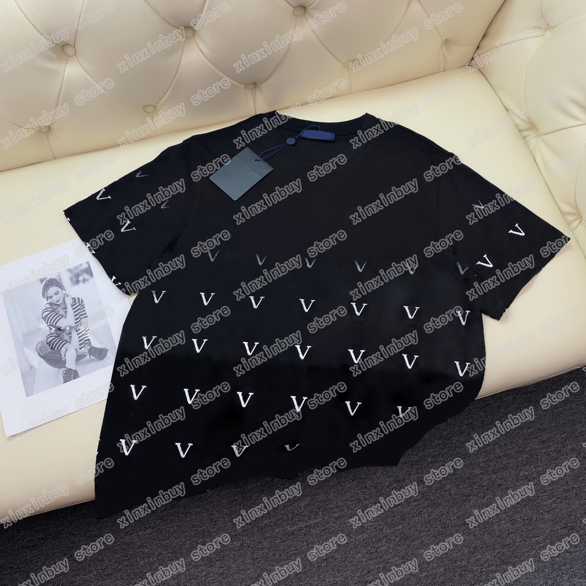 

22ss Men Women Designers t shirt tee Gradient letter print short sleeve Man Crew Neck paris Fashion Streetwear black white XS-L