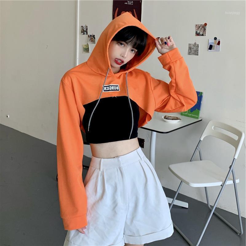 

Early Autumn 2022 Fashion Super Short Cap Wei Yi Women High Waist Dew Navel Street Dance Long Sleeve Top Women's Hoodies & Sweatshirts, Black