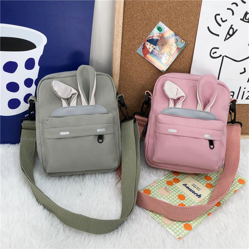 

Evening Bags Printed Canvas Bag Cute Fashion Ears Shoulder Female Japanese Students Slung Small Chest BagEvening EveningEvening, Black