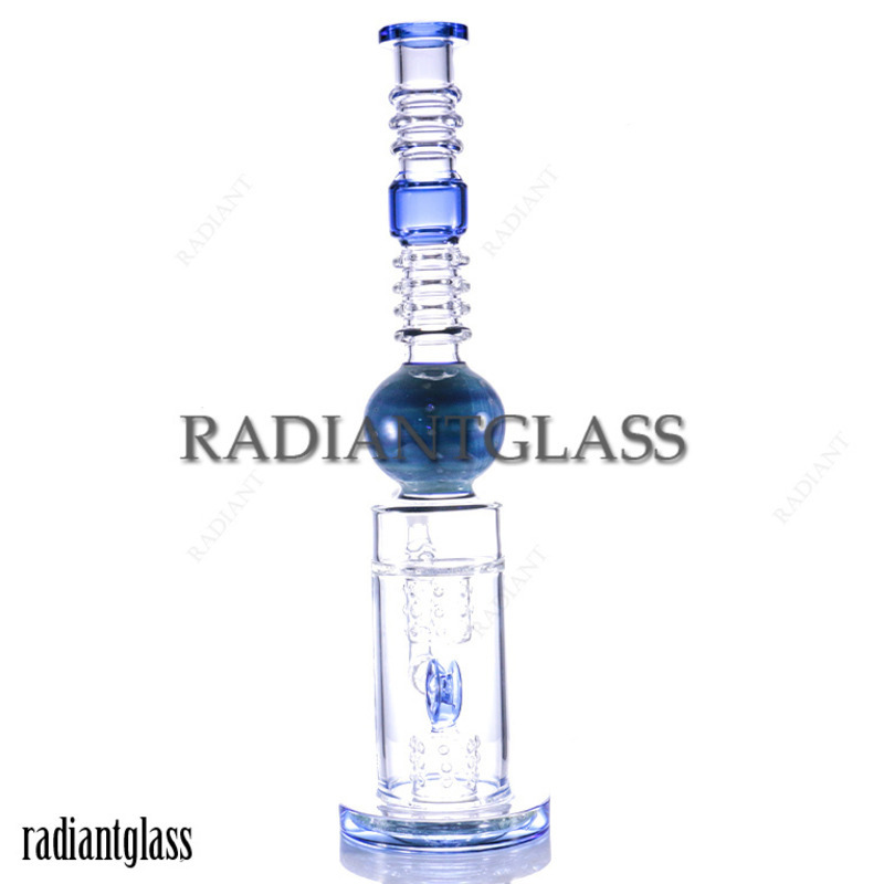 

17.8'' tall huge Bongs spherical ball work dual swiss donut perc bong